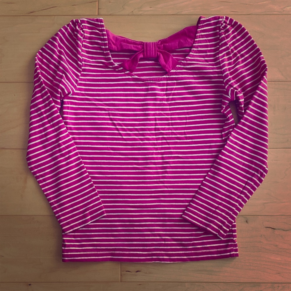 Crazy 8 Striped Bow Back Cotton Long Sleeve Tee